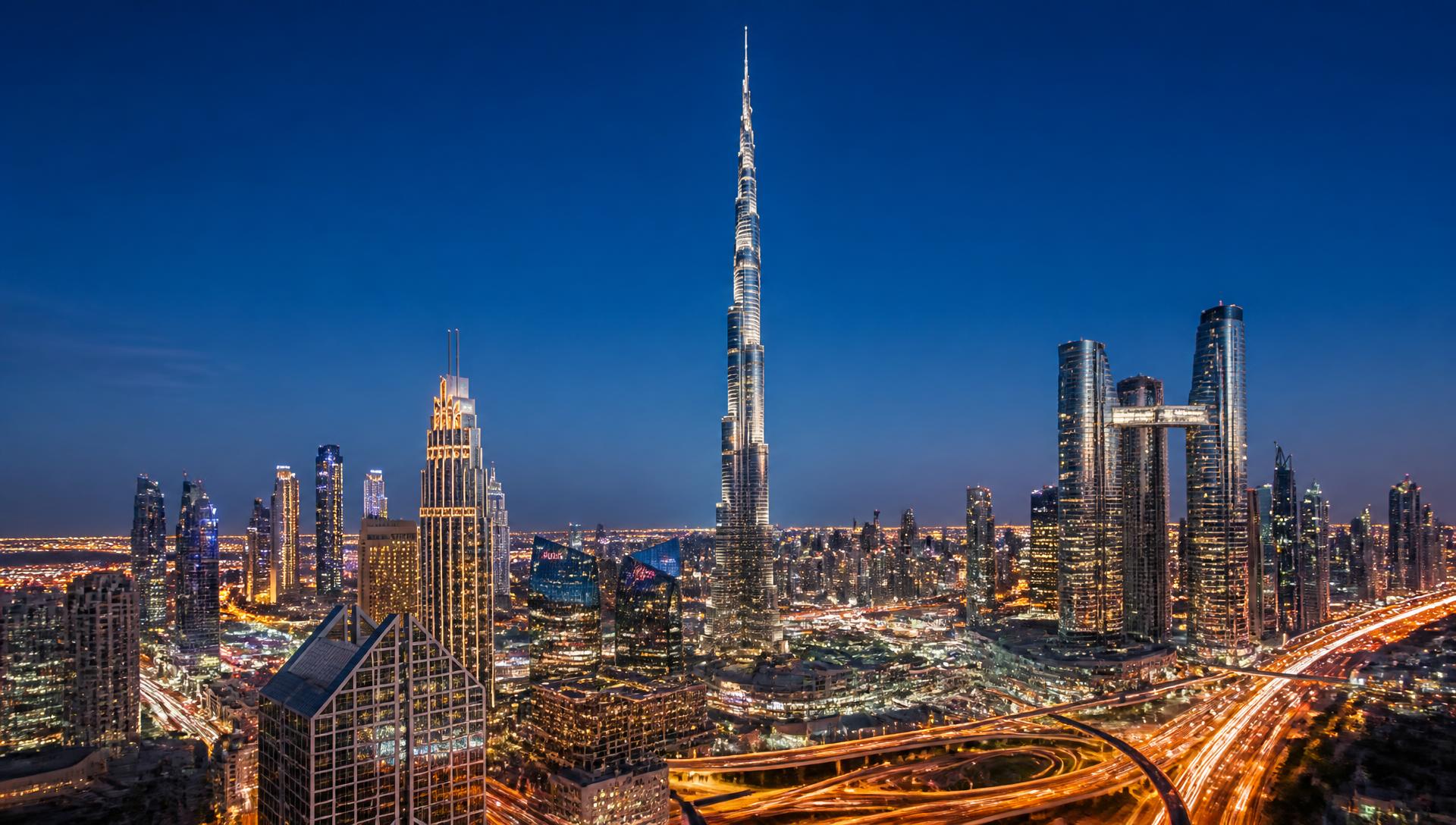 Dubai skyline at dusk